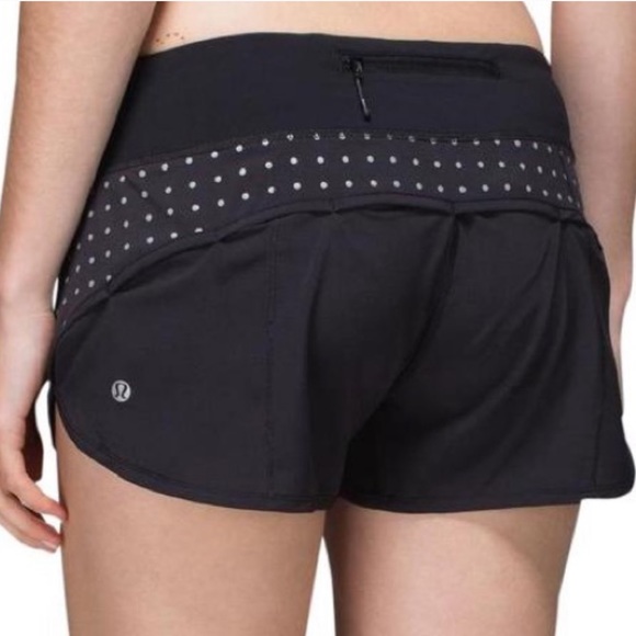 LULULEMON black speed reflective polka dot shorts size 6 - Picture 1 of 12